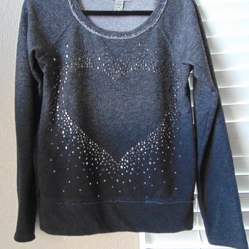 Gray Distressed Heart Sweatshirt